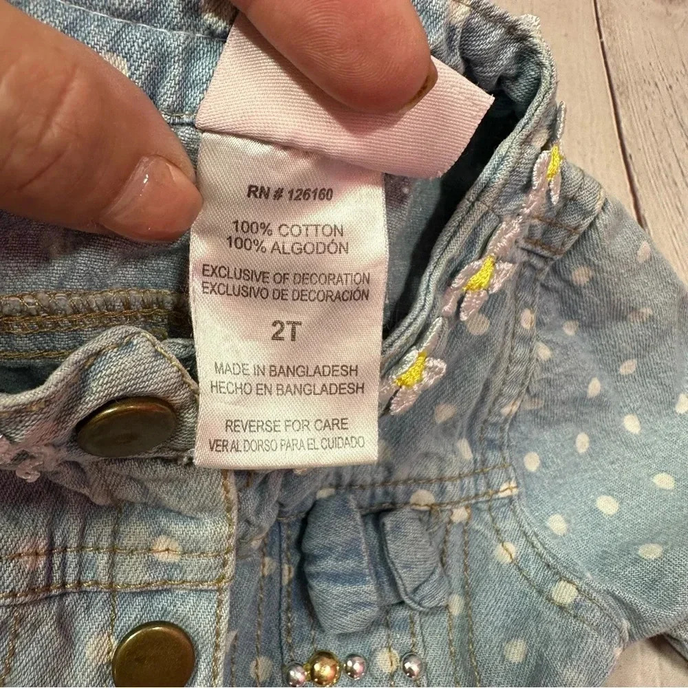 Little lass denim jean jacket 2T daisy boho western - Picture 3 of 6